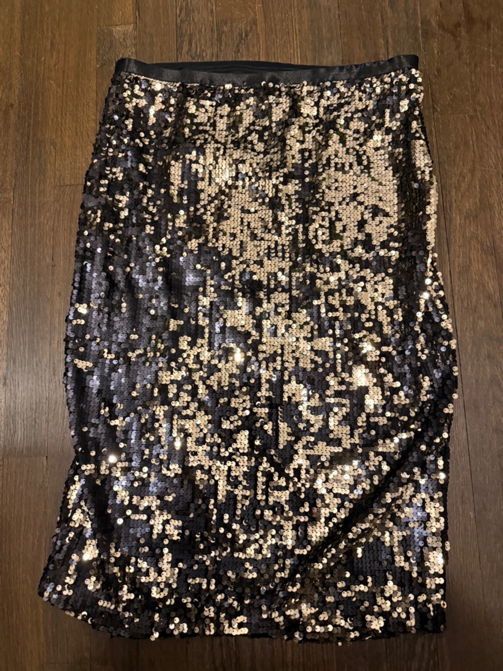 Nine West Black and Gold Sequin Pencil Skirt